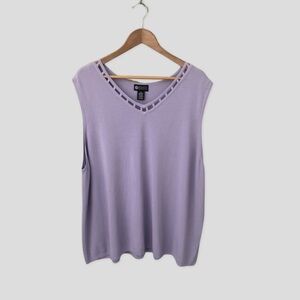Maggie Barnes V-Neck Ribbed Lavender Sleeveless Tank Top NWT Size 4X